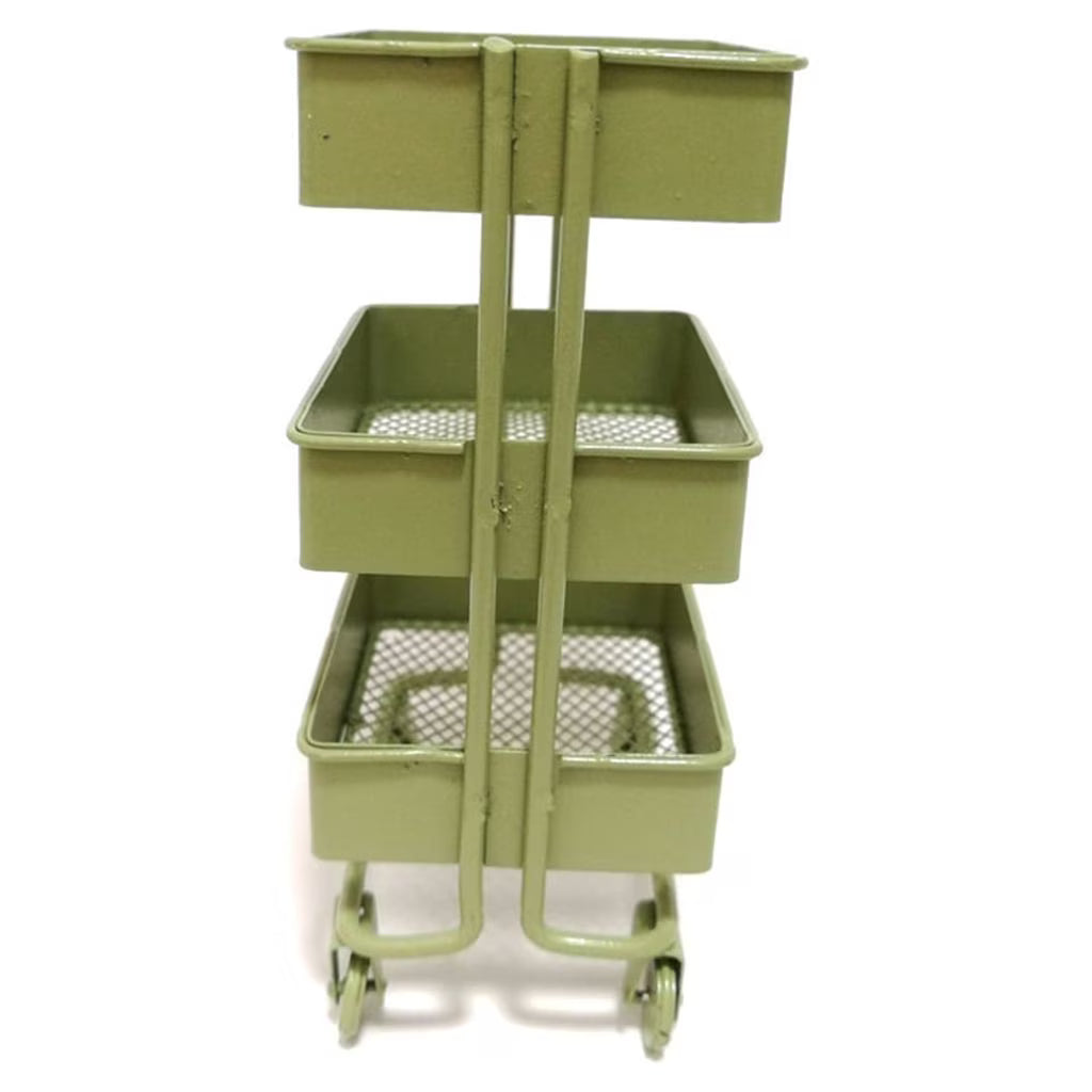 SDFGTstore 3 Tiers Mini Trolley Storage Rack Collection Accessories Miniature Storage Cart